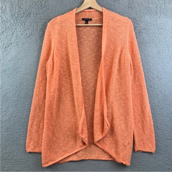 Eileen Fisher Women’s Orange Linen Blend Open Front Cardigan Size PM - Picture 4 of 11